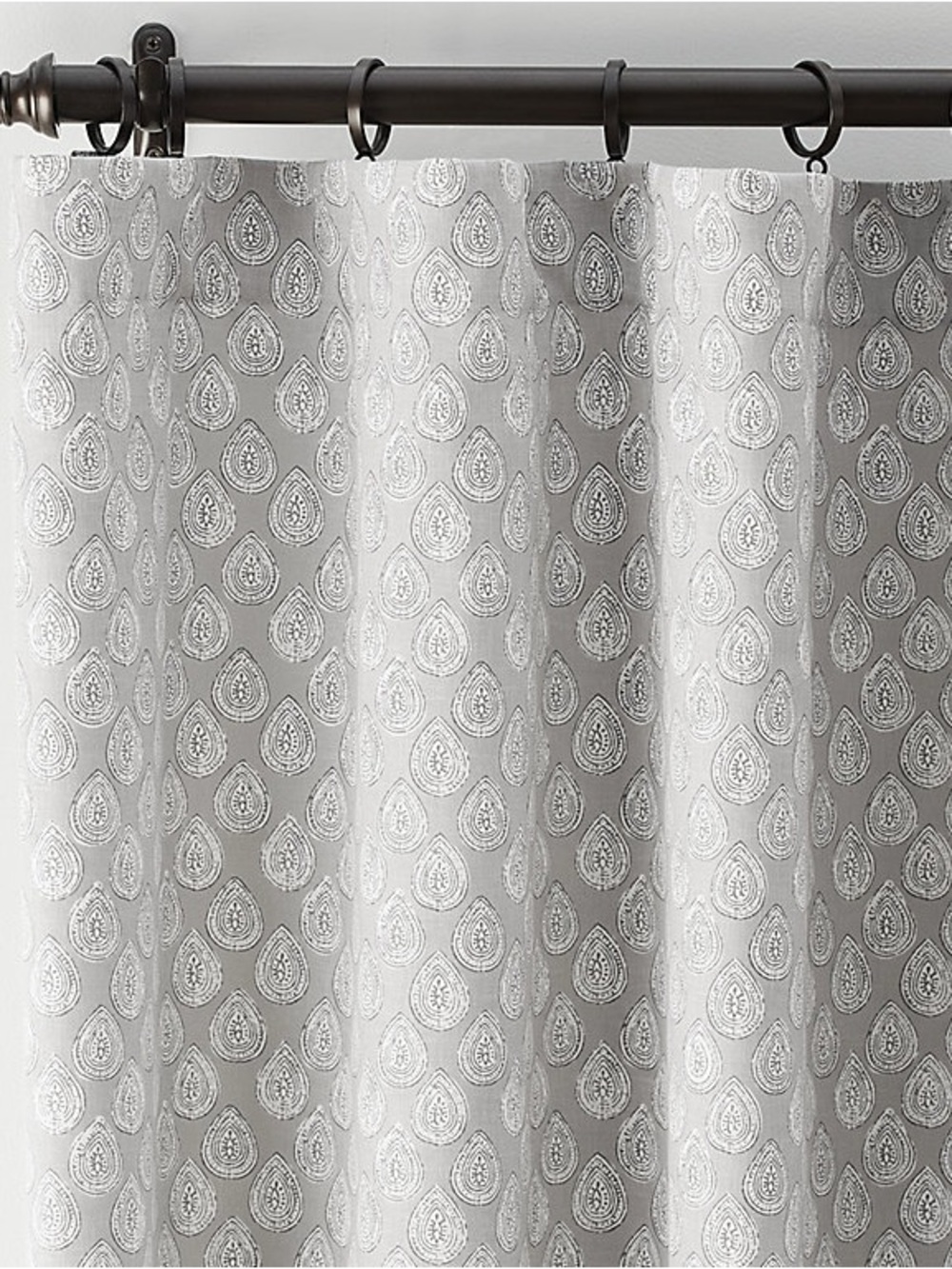 Ballard Designs 2 Drapery Panels in Madeira Leaf Grey Blockprint